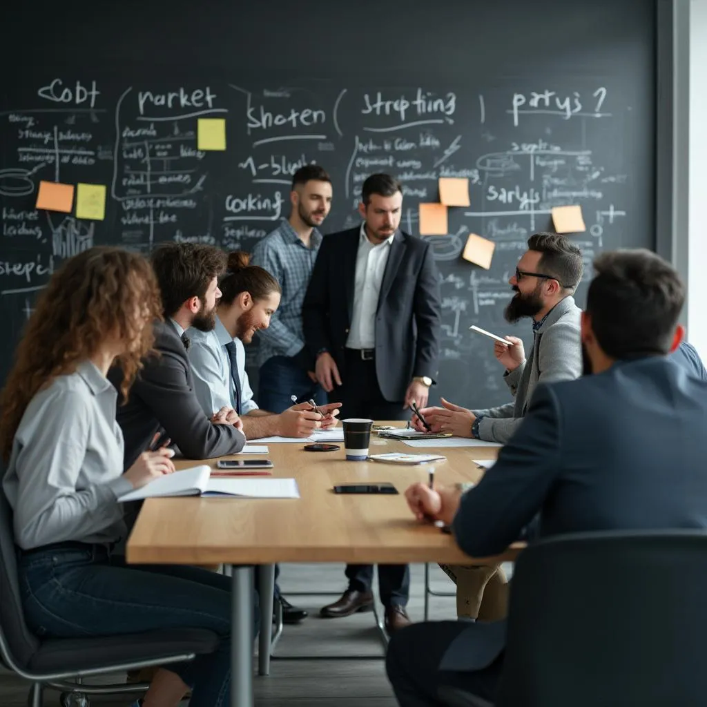 Equipo de consultoría en sesión de estrategia