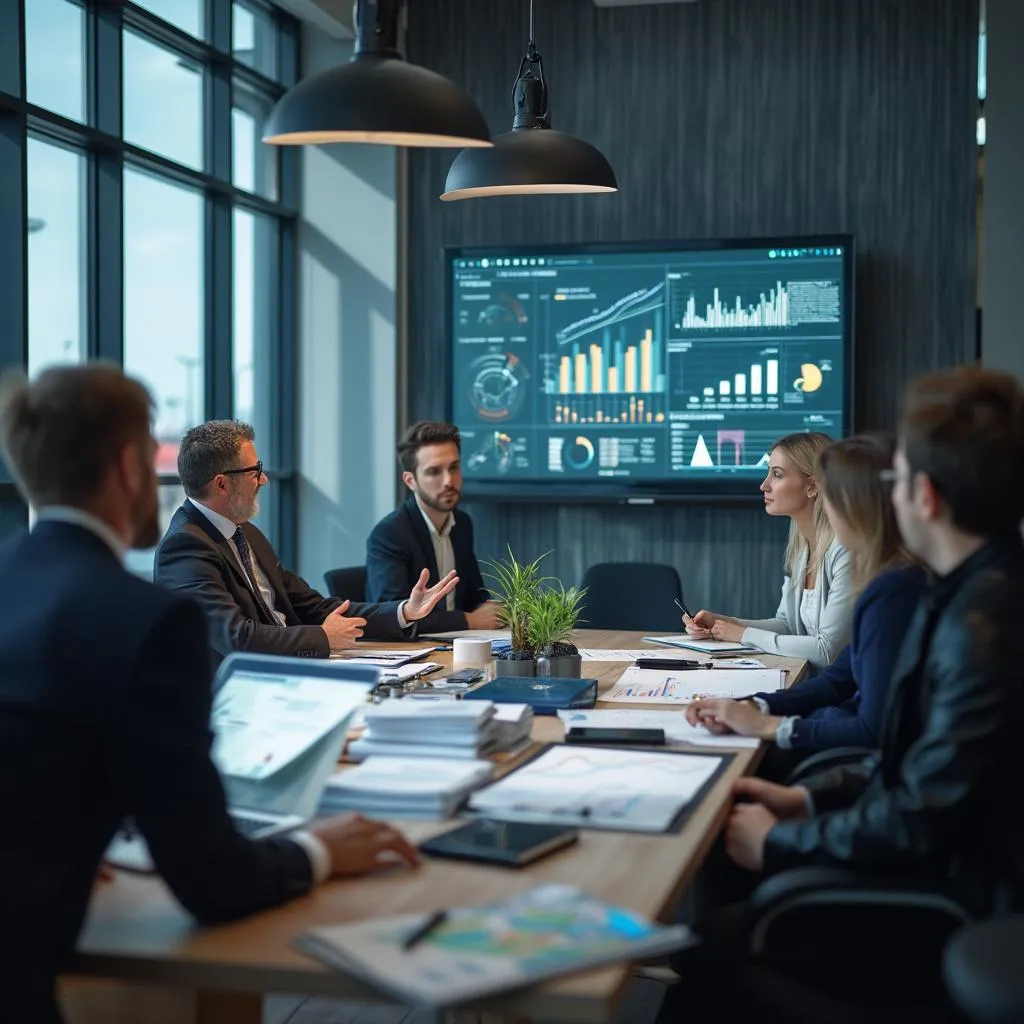 Equipo de consultoría profesional en reunión estratégica